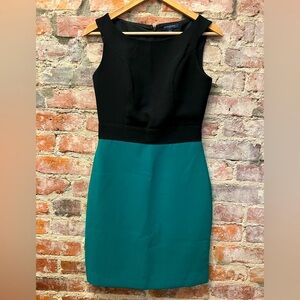 Banana Republic Black and Green Colorblock Sheath Midi Dress